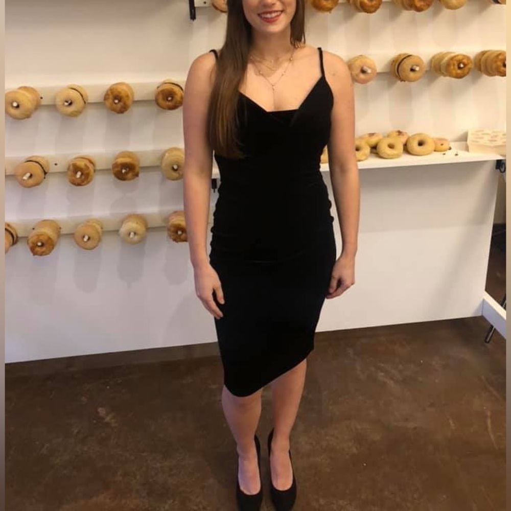 Black Velvet Cowl Neck Dress
